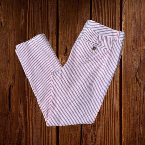Tommy Hilfiger red and white striped seersucker straight leg pants - Picture 5 of 9